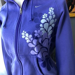 Women’s Purple/Blue Nike Zip up Sweatshirt with screen print size L (12-14)